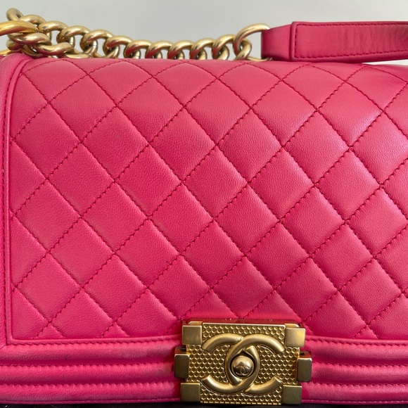 CHANEL Lambskin Quilted Medium Boy Flap Fuchsia - Picture 3 of 16